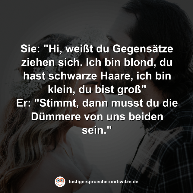 Hi, wei&szlig;t du Gegens&auml;tze ziehen sich. Ich bin blond, du hast schwarze Haare