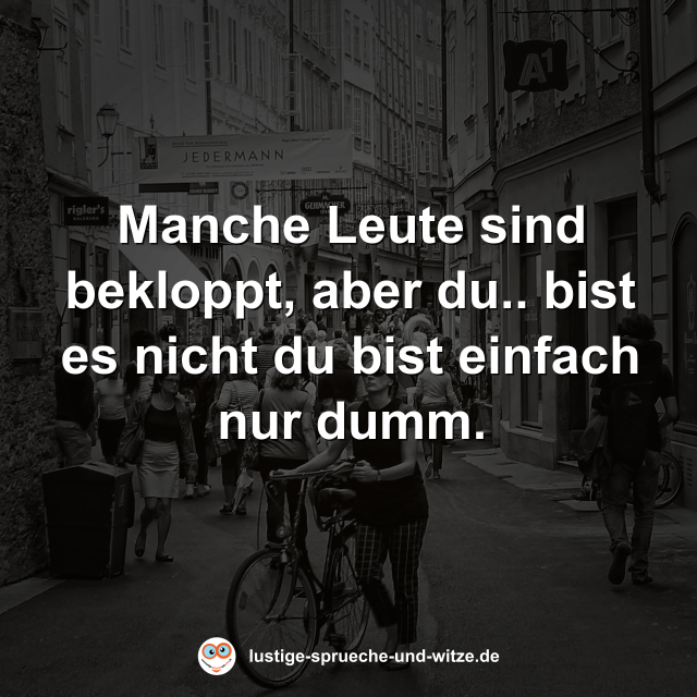 Manche Leute sind bekloppt, aber du.. bist es nicht du bist einfach nur dumm.