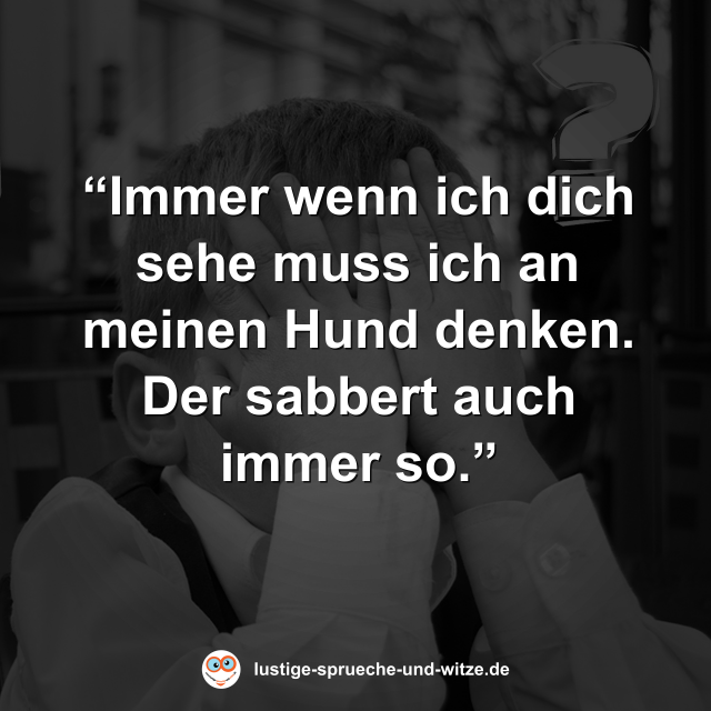 &ldquo;Immer wenn ich dich sehe muss ich an meinen Hund denken. Der sabbert auch immer so.&rdquo;