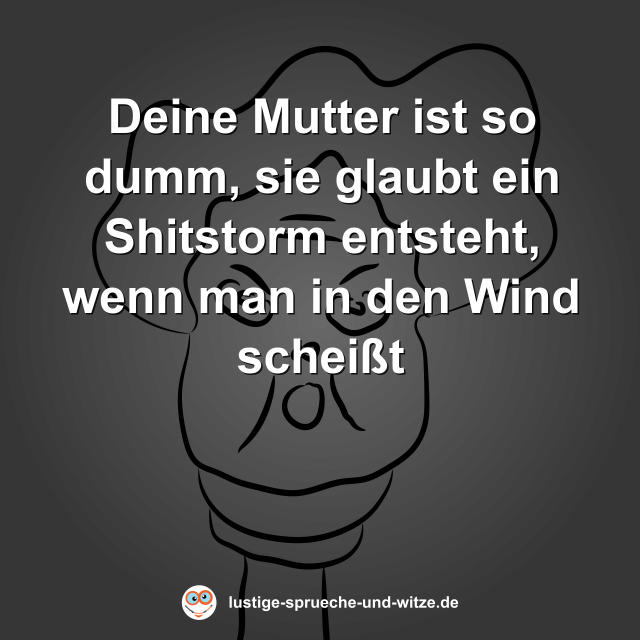 Deine Mutter ist so dumm, sie glaubt ein Shitstorm entsteht, wenn man in den Wind schei&szlig;t